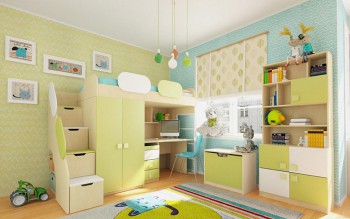 Детская комната Эппл (Зеленый/Белый/корпус Клен) в Черновке - chernovka.mebel54.com | фото