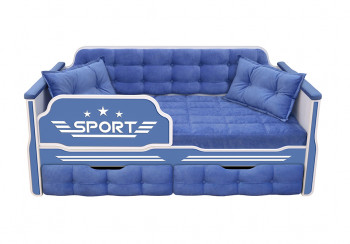 Кровать 180 серии Спорт 2 ящика 85 Синий (подушки) в Черновке - chernovka.mebel54.com | фото