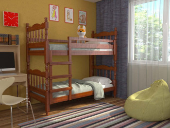 Кровать двухъярусная Соня из массива сосны 800*1890 Орех в Черновке - chernovka.mebel54.com | фото