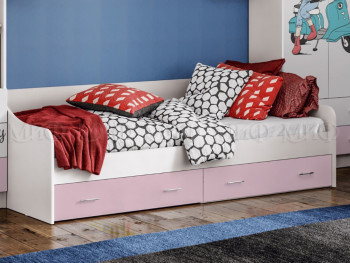 Кровать Fashion-1 Вега 0,9 м (Белый/Розовый) в Черновке - chernovka.mebel54.com | фото