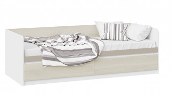 Кровать «Сканди» с 2 ящиками Дуб Гарден/Белый/Глиняный серый в Черновке - chernovka.mebel54.com | фото