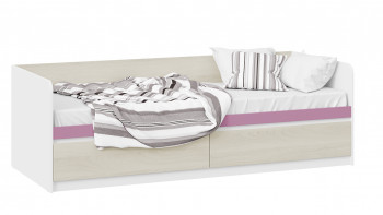 Кровать «Сканди» с 2 ящиками Дуб Гарден/Белый/Лиловый в Черновке - chernovka.mebel54.com | фото