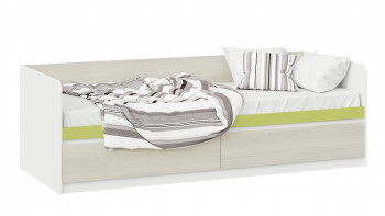 Кровать «Сканди» с 2 ящиками Дуб Гарден/Белый/Зеленый в Черновке - chernovka.mebel54.com | фото