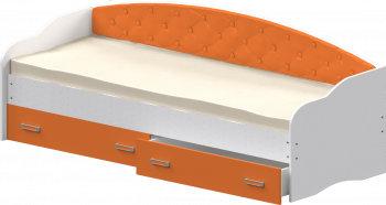 Кровать Софа-7 с мягкой спинкой (800х2000) Белый/Оранжевый в Черновке - chernovka.mebel54.com | фото