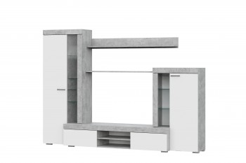Мебель для гостиной МГС 5 Цемент светлый / Белый в Черновке - chernovka.mebel54.com | фото