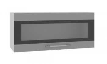 Норд ШВГС 800 Шкаф верхний горизонтальный со стеклом (Софт черный/корпус Белый) в Черновке - chernovka.mebel54.com | фото