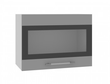 Ройс ВПГСФ 600 Шкаф верхний горизонтальный со стеклом с фотопечатью высокий (Графит софт/корпус Серый) в Черновке - chernovka.mebel54.com | фото