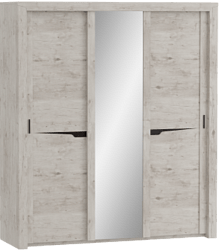Шкаф трехдверный Соренто с раздвижными дверями Дуб бонифаций/Кофе структурный матовый в Черновке - chernovka.mebel54.com | фото