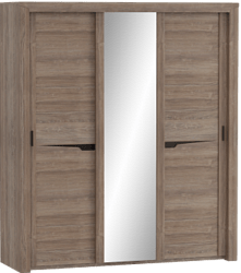 Шкаф трехдверный Соренто с раздвижными дверями Дуб стирлинг/Кофе структурный матовый в Черновке - chernovka.mebel54.com | фото