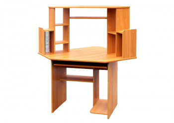 Угловой компьютерный стол (Вишня Оксфорд) в Черновке - chernovka.mebel54.com | фото
